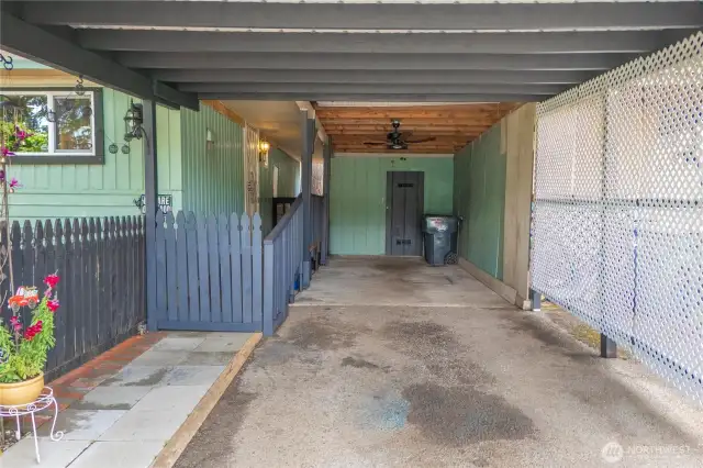 Large covered area and storage room