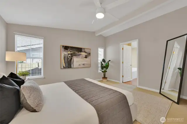 Primary suite offers comfort, privacy, and generous space.