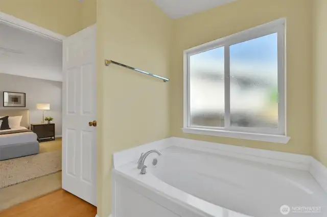Enjoy a soaking tub to relax!