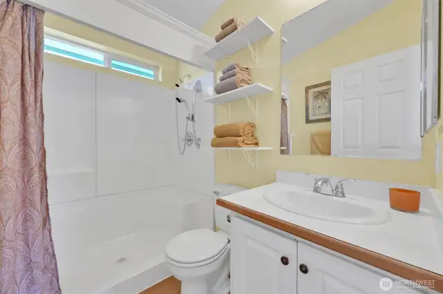 Second bath offers comfort and convenience for visitors.