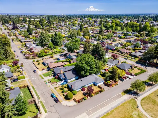 UPS just a few blocks east and Mt. Rainier watches in the distance