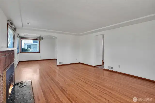 from the living area you can look down to the dining room