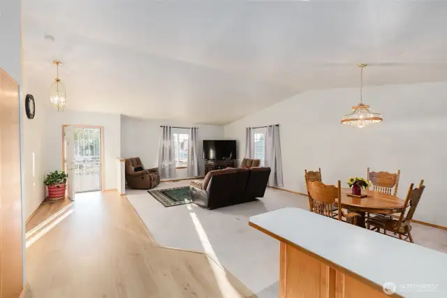 Open entry living and dining