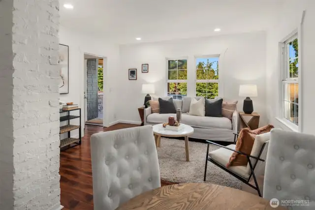 Looking across the living room towards the entry shows off the space.