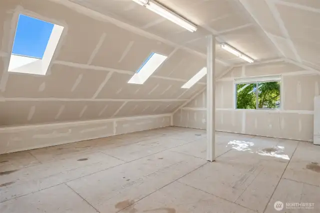 3 skylights on the south side bring in extra light.