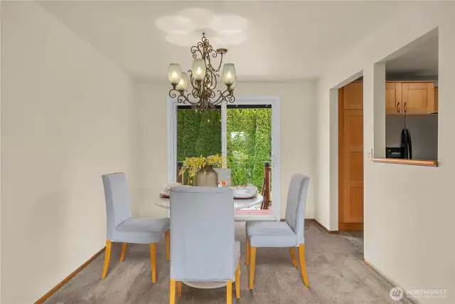 Open concept dining room off the living room.