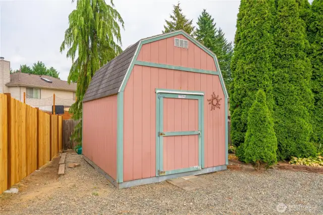 Sizeable shed to store lawn equipment or more.