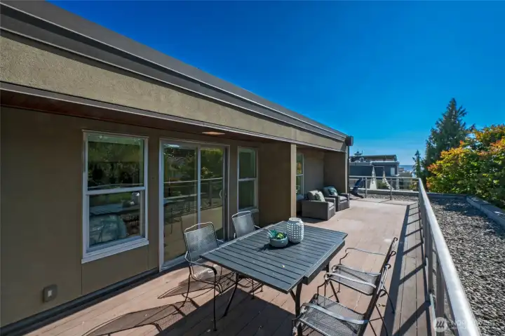 Part of the expansive view deck facing south.