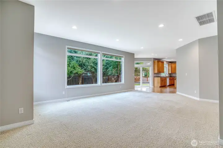 Family room looking towards kitchen