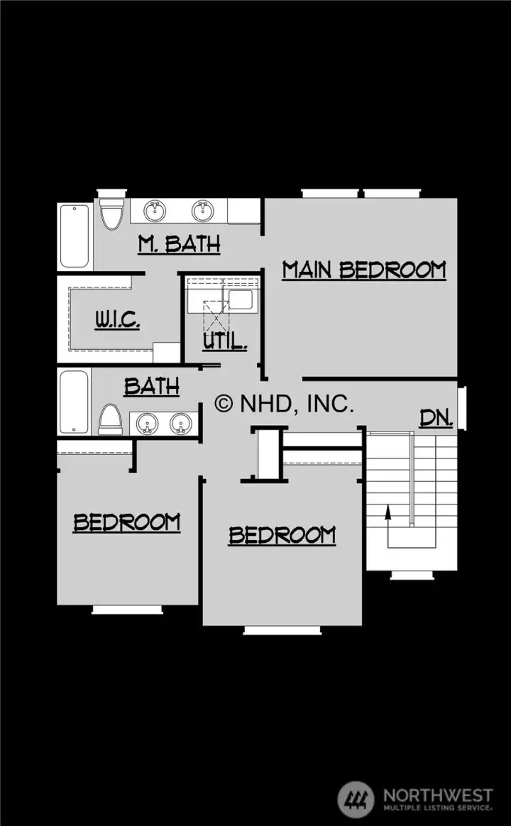 Upper Floor plan. Floor plan is conceptual and may vary during construction. Dimensions, layout, and features are approximate and subject to change without notice.