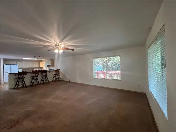 The living room looking towards the kitchen