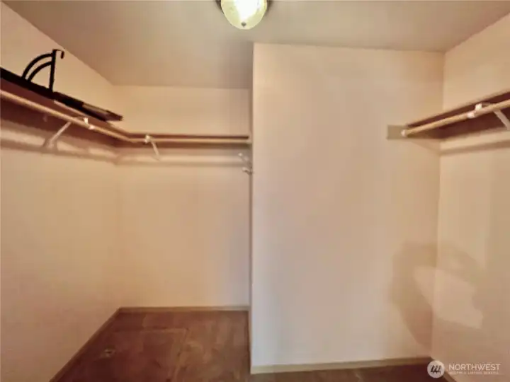 Walk in closet is huge