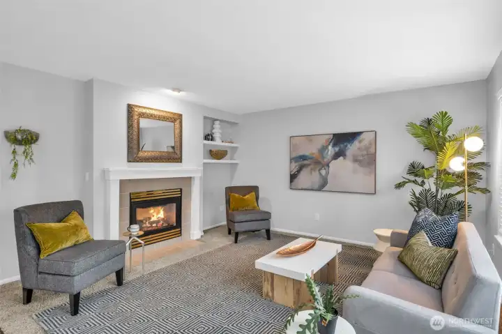 Family room with see through fireplace