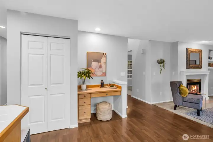 Pantry and desk area.