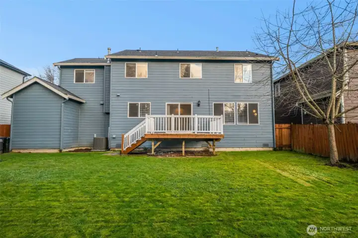 Fully fenced large backyard.