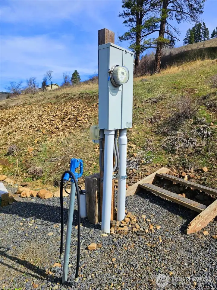 This is the power/water hookup for barn or garage/shop down below.