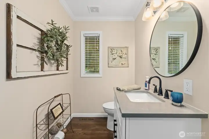 Remodeled main-floor powder room.