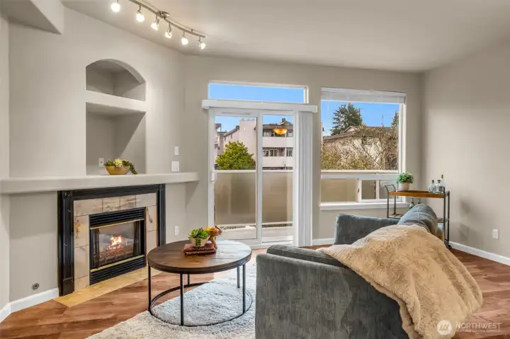 Enjoy the comfortable living room with great natural light