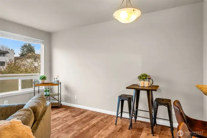 Usable space for larger table, or desk etc.