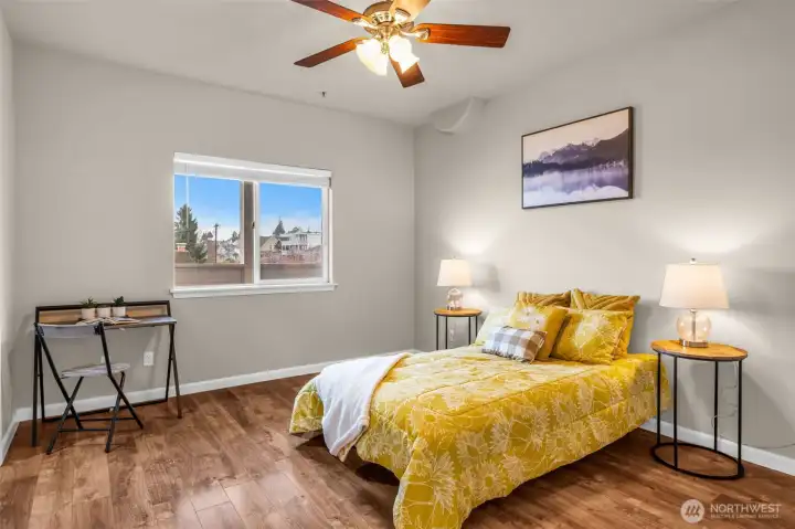 Full size bedroom with attached walk in closet