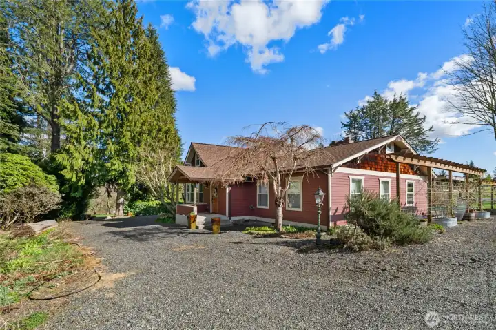 Front covered entry to main home