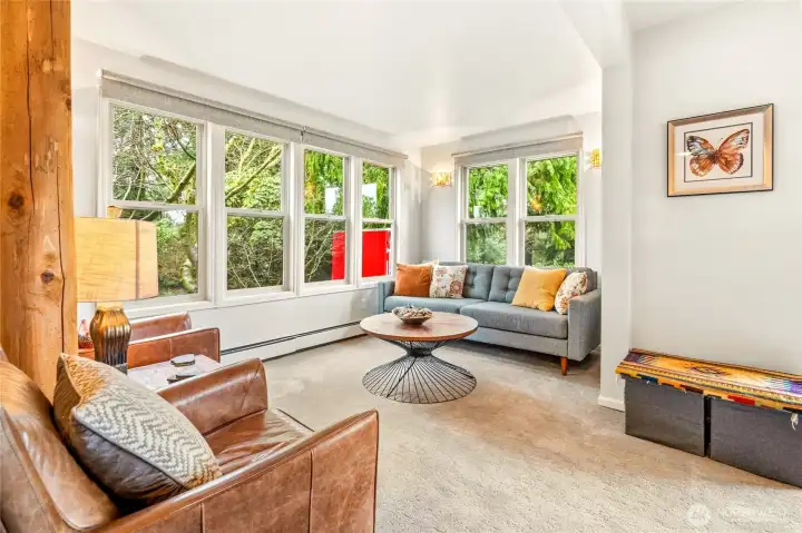 Cozy living room with radiant heat throughout