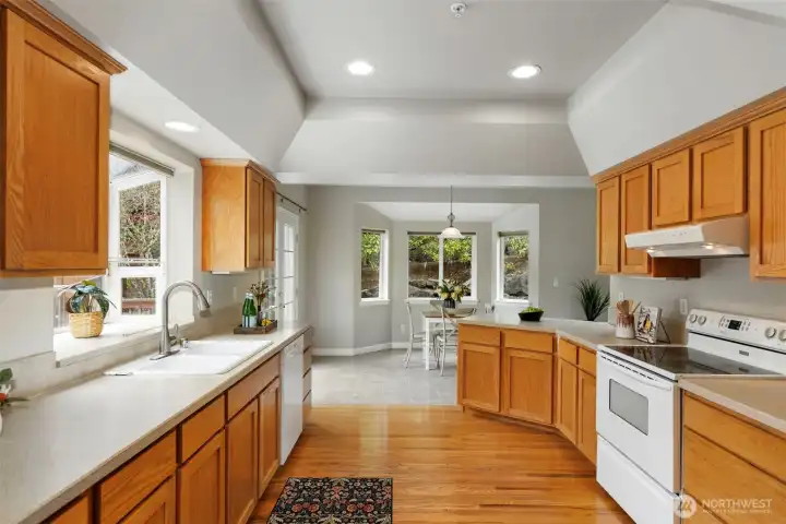 Kitchen looking onto breakfast nook.