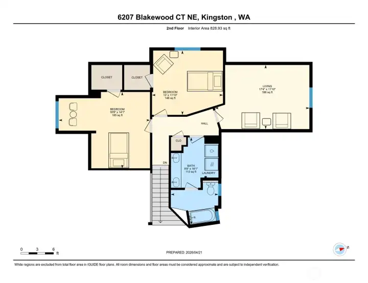 Upper level floor plan. Notice how large these rooms are!