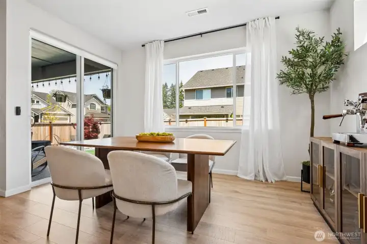 Dining room leads straight to the outdoor entertainment space.