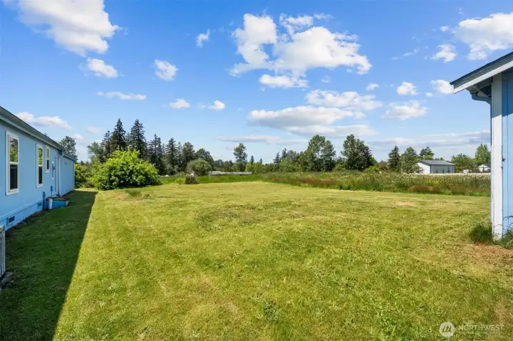 Sprawling back yard large enough for play equipment or a dog run! Property includes fruit trees and a huge pasture. Sprawling back yard large enough for play equipment or a dog run! Property includes fruit trees and a huge pasture.