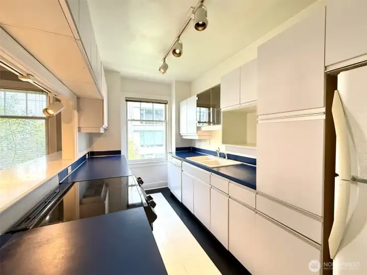 Large remodeled galley kitchen with newer appliances