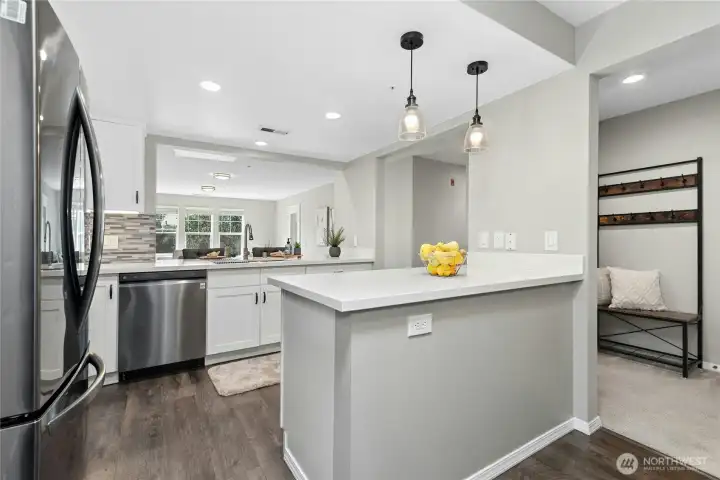 Island Design with quartz counters Island Design with quartz counters