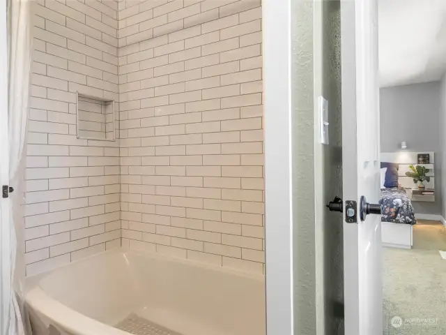 Classis subway tile! Timeless, with a clean look and easily up kept!