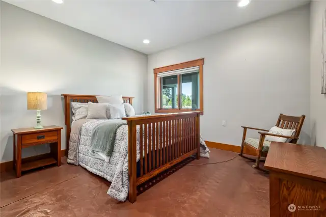 One of two generously sized bedrooms on the lower level.