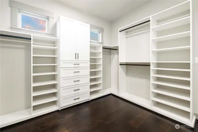 Primary Closet With Custom Organization