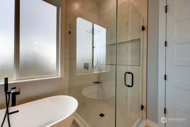 Primary Bath Soaking Tub with Walk-In Shower