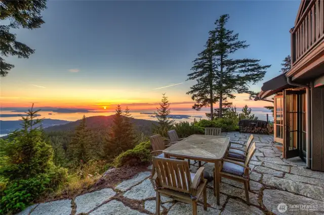 You have arrived. Sit back, relax and fill your soul with the colors of the sunsets. Main house patio area off the living/kitchen area. Views of Eastsound, Bellingham, Vancouver BC, Sucia, Waldron, Matia, Patos, Speiden and Canadian Gulf Islands.