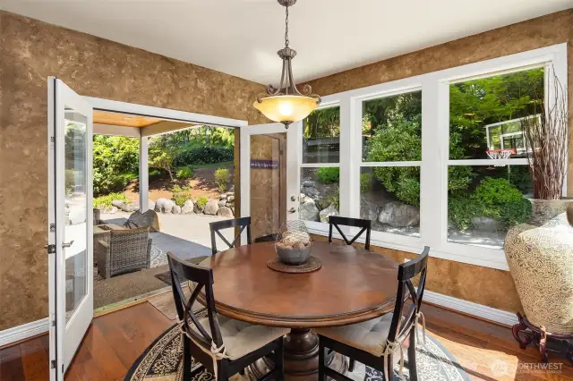 Breakfast nook with access to covered outdoor living