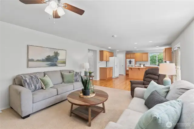 Family room is open to kitchen