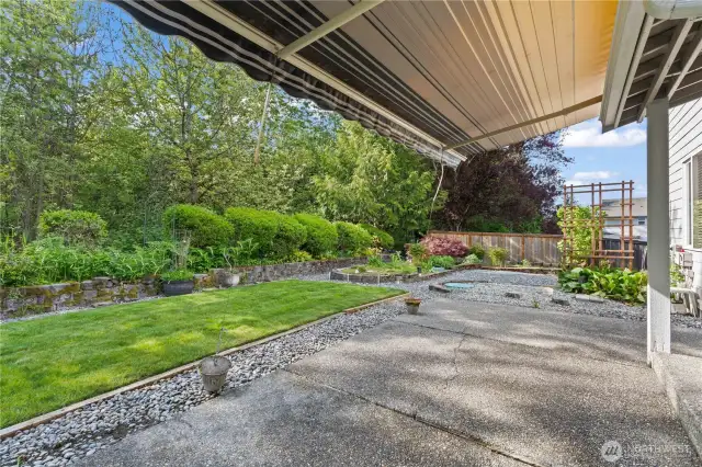 Retractable awning open