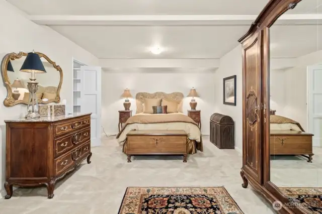 The lower level boasts a spacious 5th bedroom with walk-in closet,  ¾ bath, storage, rec room and flex space.