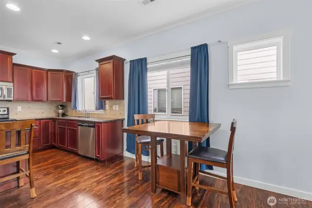 Windows allow for natural lighting while still maintaining privacy.