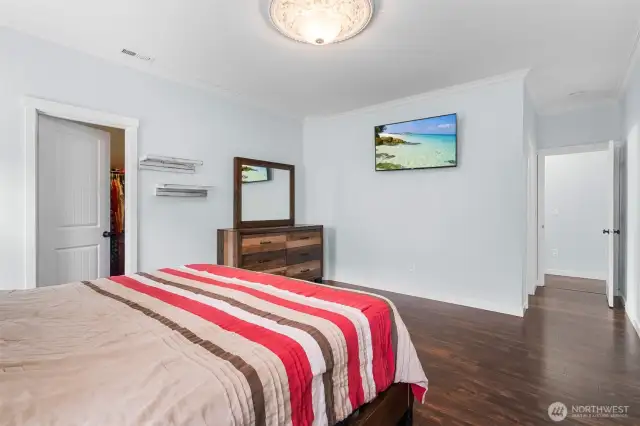 Primary Suite is finished with walk-in closet and private bathroom.