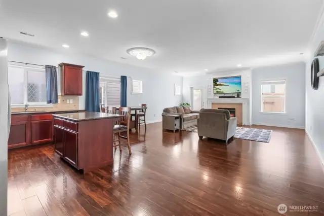 Fabulous open concept living space. Engineered hardwood flooring throughout - no carpet!