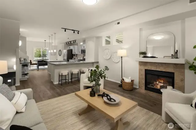an open floor plan with 2 large decks