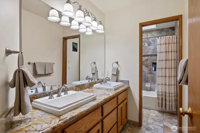 Main Bath, updated w/ heated floors and tile