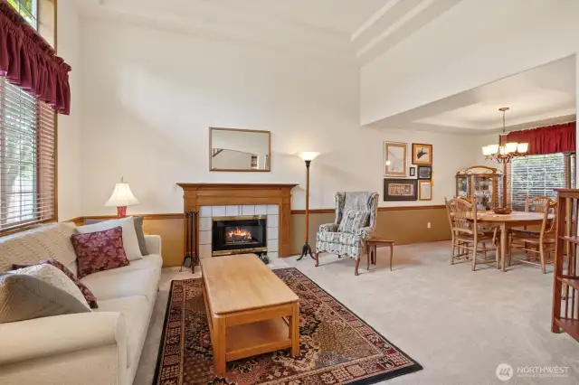 Living Room, tall tray ceilings