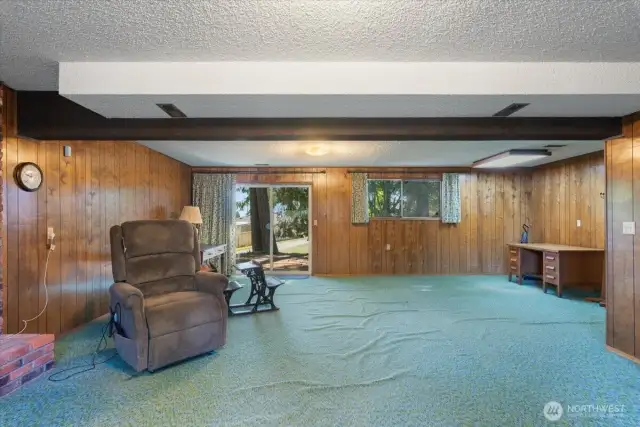 Large rec room with access to backyard.