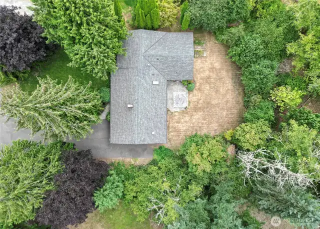 Aerial view of home and property.