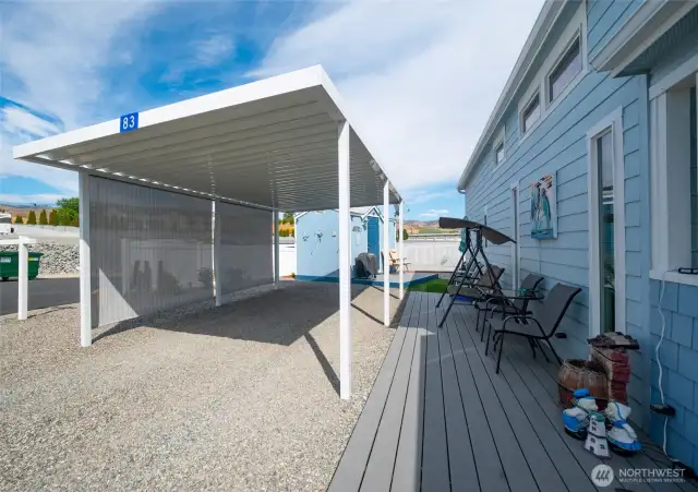 Carport with sun shade